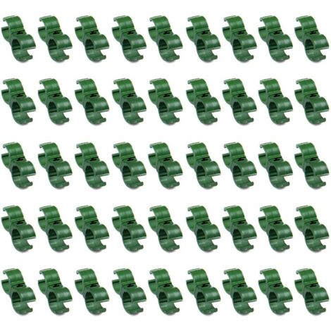 Paquete de 50 clips de plástico ajustables para enrejado de jardín, color verde, 16 mm (1/4)