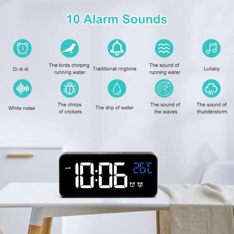 Réveil Numérique Led Horloge De Chevet Compacte, Réveil Électrique Avec