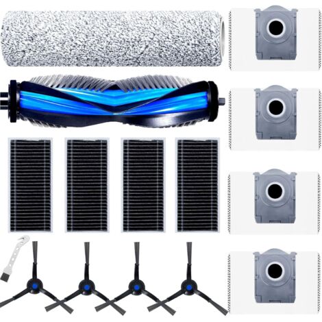 Kit d'accessoires pour Ecovacs Deebot X8 Pro Omni/X8 Omni/T80 Omni Aspirateur Robot, 1 Brosse à Rouleau, 1 Rouleau de Peluche, 4 Filtres, 4 Sacs à Poussière, 4 Pinceaux Latéraux Pièces de Rechange (1/5)