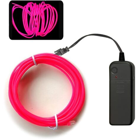 Ligne lumineuse Rose, bande lumineuse néon portable du paquet de batterie 5M, peut être coupée à volonté, applicable à la fête, Halloween, décoration de bricolage (piles non incluses) (1/4)