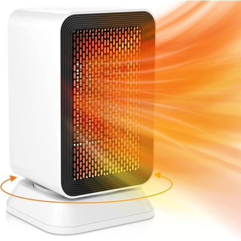 Radiateur soufflant,chauffage électrique avec 3 niveaux de puissance/économie d'énergie 1000W/PTC-céramique/timer/3S chauffer, chauffage d'appoint pour salle de bain, salon, chambre à coucher (1/5)