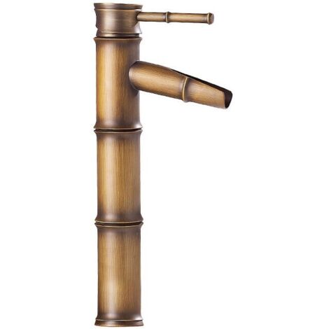 Vintage Bronze Antique Plein Cuivre Bambou Mélangeur de Cuisine de Salle de Bain Hôtel Robinet Robinet de lavabo, Cuivre, 3 Joints Break Mouth (1/5)