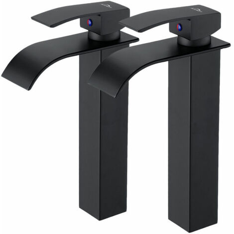 KZQ – Robinet de salle de bain cascade moderne en laiton noir – Mitigeur à levier unique – Hauteur du bec 273 mm – Connexion G 3/8 (1/5)
