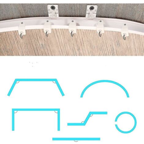 Rail De Rideau De Plafond Flexible Rail De Rideau Incurvé De 5 M Avec Rouleaux Silencieux Support Pliable Pour Baie De Douche, Baie Vitrée, Séparateur De Pièce(A,1.9m(6.2ft