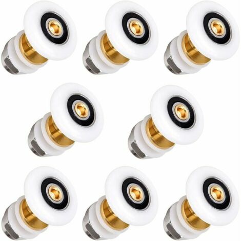 Roulettes de Remplacement pour Porte de Douche - Lot de 8 Roulettes Coulissantes de 25mm - Convient aux Portes en Verre d'Épaisseur 4 à 6mm (1/5)