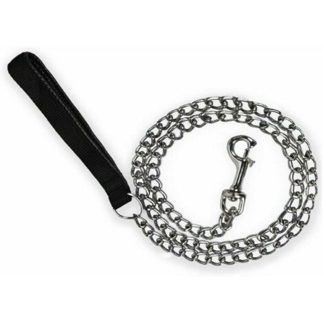 Laisse Chaîne Chien en Acier Laisse du Chien Robuste Poignée en Cuir PU pour Chien 120CM (1/5)