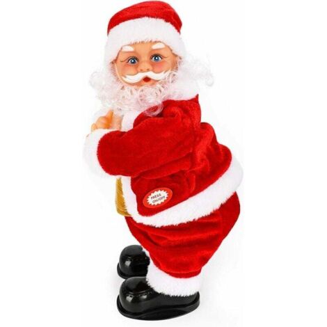 KZQ – Père Noël à balanoire électrique – Jouet musical chantant et dansant – Décoration de Noël en plastique et peluche – Taille 11 cm x 13 cm x 28 cm (1/5)
