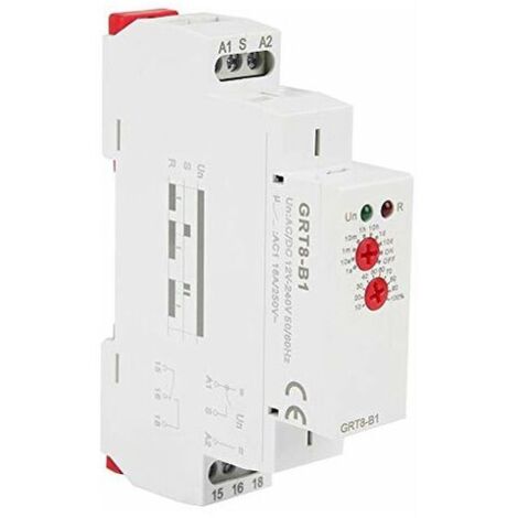 Relais à Retardement - GRT8-B1 AC/DC12-240V, Relais Temporisé Multifonction, Mini Relais de Temporisation, Montage sur Rail DIN, 10 Fonctions, Indicateurs LED, Équipement Industriel (1/5)