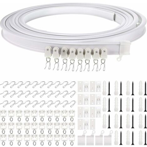 KZQ 5 Mètres Rail de Plafond Pliable Rail de Rideau Incurvé Montage de Rideau de Plafond Flexible Rail de Fenêtres Courbes pour Rail de Rideau avec Système de Rail Rideau Lit Diviseur, Rail de Plafond