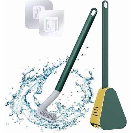 Golf Toilet Brush,Long-Handled Toilet Brush,Brosse de Toilette à tête de Brosse de Golf,Brosse Toilette Silicone,Brosses WC et Supports,pour Salle de Bains ou WC d’hôtes (armée Verte) (1/5)