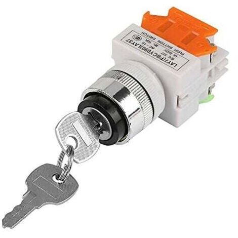 KZQ Commutateur Rotatif à Clé à 2 Positions avec 2 Clés Interrupteur de Verrouillage pour Ouvrir Fermer le Circuit 220V