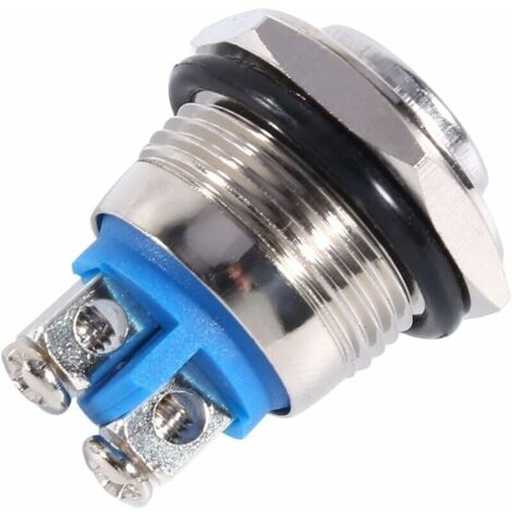 Interrupteur Bouton-Poussoir Momentané 16mm LED Bleu 12V Avec Prise - Taiss