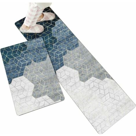 Tapis de Cuisine Antidérapant, 2 Pièces Tapis pour Devant Evier Absorbant, 40x60cm et 40x120cm, Doux Tapis du Sol pour Salon Chambre Passage, Lavable en Machine 4 (1/5)