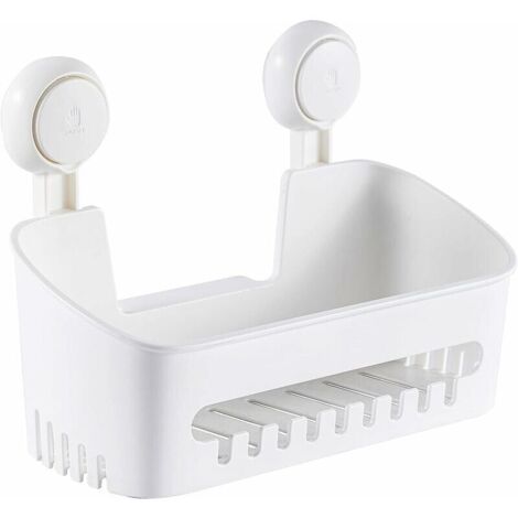 Serviteur Douche à Ventouse sans Perçage & Réutilisable Etagère Ventouse Simple d'Installation Charge 10KG Impérable Rangement Douche pour Carrelage Paroi de la Douche Salle de Bain & Cuisine (1/5)