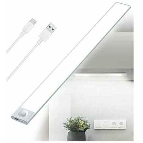 KZQ Jalleria LED Cuisine Sous Meuble Rechargeable USB, 2500mAh 40cm Dimmable Lampe Placard Detecteur de Mouvement Barre LED Sans Fil Rechargeable Lumiere Capteur PIR a Pile pour Escalier Interieur