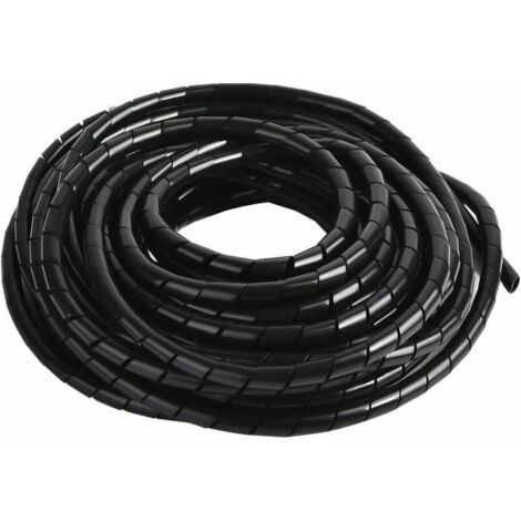 KZQ Cache Cable Spirale, 12m Gaine Cable Electrique Flexible Universel, Tube de Rangement pour Ranger ou Cacher les Câbles, Bricolage Protecteur de Câble pour Bureau à Domicile TV PC, Dia: 8mm, Noir
