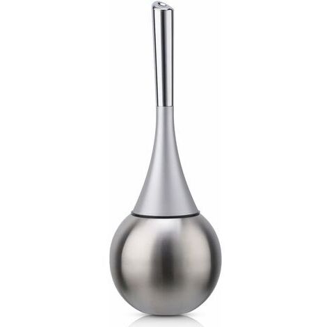 Porte-brosse WC autoportant en acier inoxydable finition brossée polie ensemble WC salles de bains (brosse incluse)-argent (1/5)