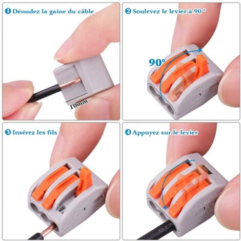 Lot De 60 Connecteurs Électriques Rapides 2 Ports - Bornes Automatiques Compactes Ignifuges Pour Fils 0.14-4mm² Maison & Chantier