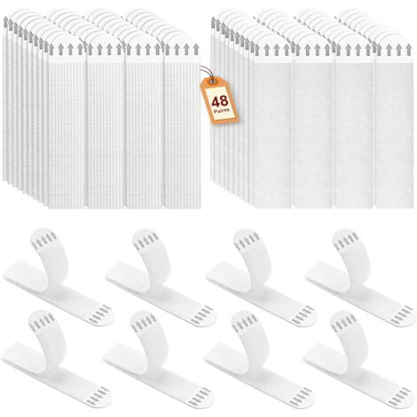 48 Paires Languette Accroche Tableau Sans Percer, Attache Cadre Adhésif, 9cm Languette Adhesif Mural, Fixation Murale Sans Percer pour Accroche Cadre, Art Mural (1/4)