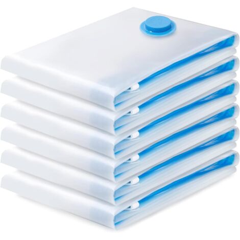 Sac de Rangement Sous Vide 6PCS,Sac sous vide Vetement Aspirateur,Compression Housse Aspirable Rangement Réutilisable pour Literie, Vêtements, Couettes, Matelas,Tente et Voyages(70 50CM) (1/4)