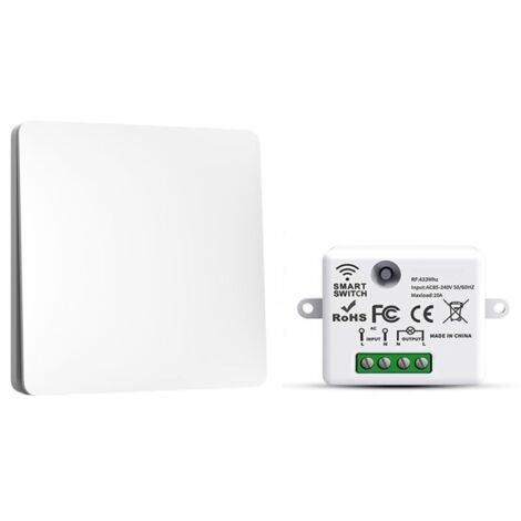 RF433 Lot de 1 interrupteurs d'éclairage sans fil sans fil sans fil avec émetteur et contrôleur récepteur 10 A 240 V (1/4)