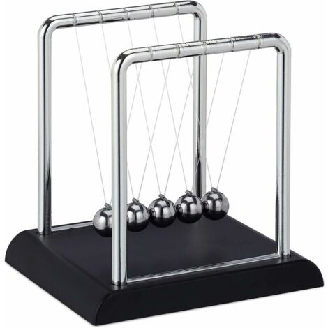 [JAMAIS UTILISÉ]Pendule Newton, pendule de lancer du poids classique, 5 boules, décoration physique pour bureau et bureau, pendule boule, argent, 13,5 x 13,5 x 11,5 cm (1/5)