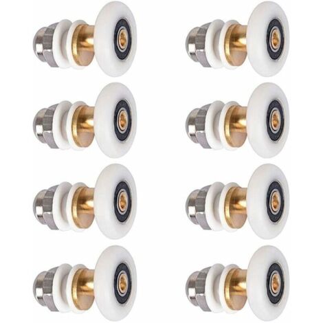 [JAMAIS UTILISÉ]Roulette Porte Douche, Roulettes de Porte Coulissante Cabine de Douche Porte Poulies Roue de Rechange pour Rouleau avec Diamètre de Roues 27mm, 8 Pièces