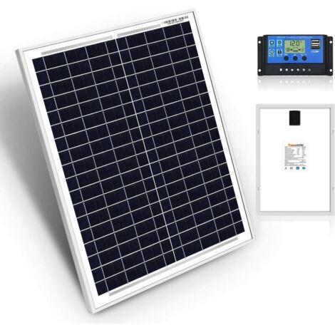 [JAMAIS UTILISÉ]Panneaux solaires FlkwoH de 20W, 12V polycristallins, comprenant le contrôleur. Idéaux pour toutes les applications telles que camping-car, marine, bateau, chalet, cabane et maison. (1/5)
