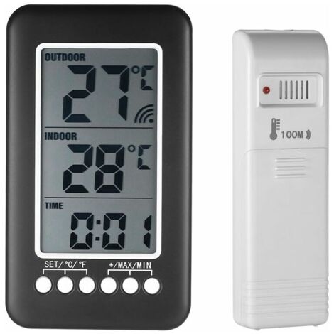 [JAMAIS UTILISÉ]Horloge de Température Numérique Sans Fil 2 en 1 - Intérieur/Extérieur - Écran LCD ℃ / ℉ avec Transmetteur (Batterie non Incluse) (1/5)