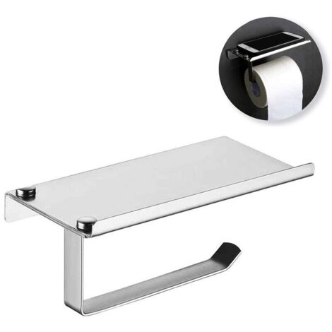 [JAMAIS UTILISÉ]Porte-papier hygiénique avec étagère pour téléphone, distributeur de rouleau de papier hygiénique en acier inoxydable chromé poli, porte-papier de soie mural pour salle de bain (1/5)