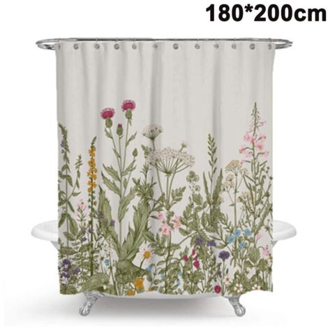 [JAMAIS UTILISÉ]Rideaux de douche anti-moisissure, anti-bactérien, tissu de polyester de rideau de baignoire lavable avec 12 anneaux de rideau de douche 180cm × 200cm (1/5)