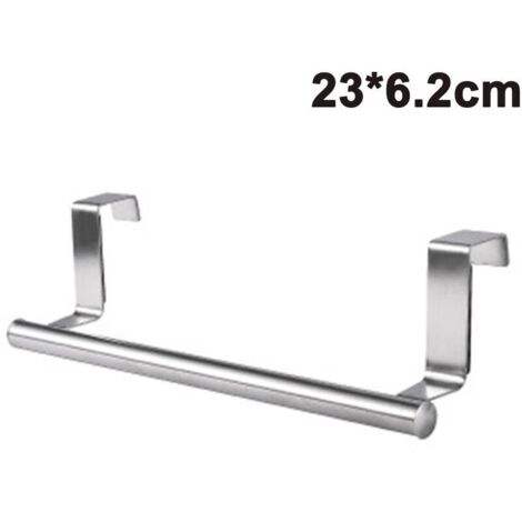 [JAMAIS UTILISÉ]Porte-serviettes moderne avec crochets pour salle de bain et cuisine, porte-serviettes en acier inoxydable brossé sur le meuble 23 × 6,2 cm