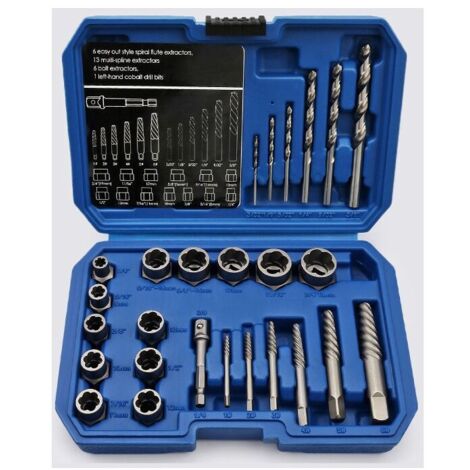 Vtizikl 26pcs douille extracteurs de boulons antivol, extracteur d'ecrou endommagés Cr-Mo Matériau 8-19mm (1/4)