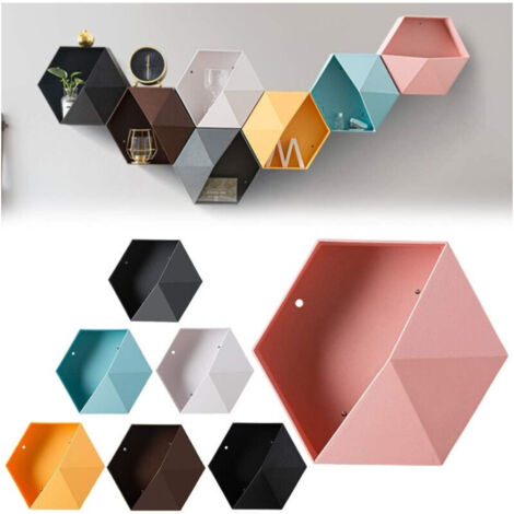 Vtizikl Mensola Da Parete Attrezzata A Muro Esagonale Scaffale Geometrico 27x23x7cm Mod - (1/4)