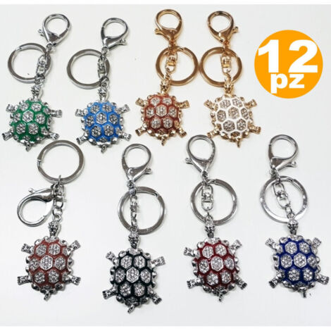 Vtizikl Set 12 Bomboniere Tartaruga Colorata 18 Anni Compleanno Glitter Porta Chiavi - (1/2)