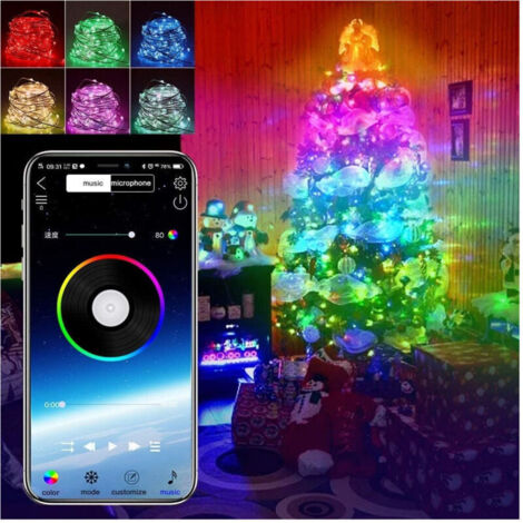 Vtizikl Luci Natalizie A Strisce Led App 10mt Usb Bluetooth Decorative Per Albero Natale - (1/4)