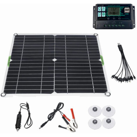 Kit solaire autonome 80W 100A 12V avec contrôleur 10A – Taux de conversion 23-24% – Chargeur USB pour appareils mobiles – Yoyo