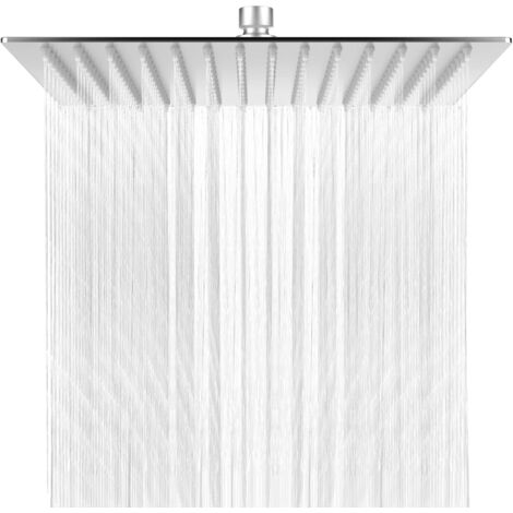 Pommeau de Douche Anti-Calcaire, Tête de Douche Pluie Economiseur d'Eau avec Buse en Acier Inoxydable 12 pouces / 30 cm Finition Chrome Brossé, Carré (1/5)