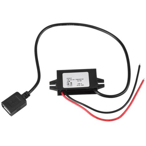 DC-DC Adaptateur abaisseur 12V à USB 5V 3A Convertisseur Convertisseur Étanche Convertisseurs De Câble (1/5)