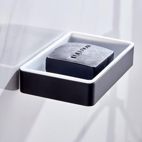 Porte-savon sans perçage, porte-savon, porte-savon pour salle de bain, douche, cuisine, aluminium et plastique ABS, colle puissante, porte-savon mural douche (1/5)