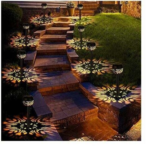 Lumières Flamme Solaire Exterieure Lot de 4 lampes solaires de jardin Étanche IP65 - Marche/arrêt automatique - Pour jardin, cour, balcon, allée, chemin