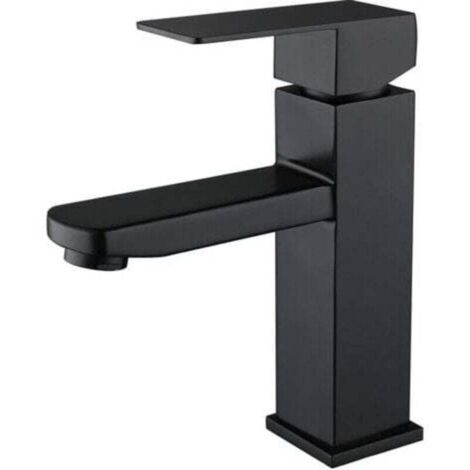 Mitigeur de lavabo Robinet de lavabo noir en acier inoxydable 304 réglable chaud et froid (1/5)