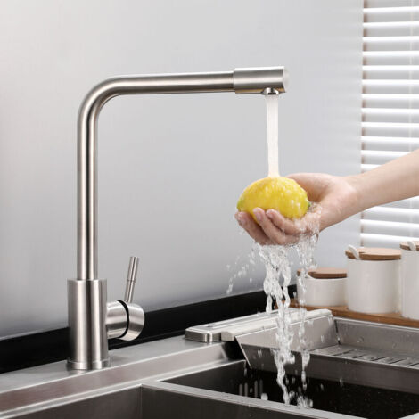 Robinet de Cuisine en Acier Inoxydable Mitigeur pour Évier de Cuisine avec Bec Rotatif à 360 ° Robinet Mitigeur Cuisine Chaud et Froid (1/5)