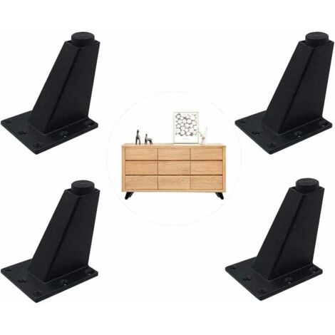4 Pièces Pieds Réglables Meubles Jambes Cuisine Jambes Worktop Bar TV Bureau Table Jambes, Pieds Meubles Alliage d'Aluminium, pour Canapé Table Armoires éTagèRes, Facile à Installer, Noir (1/5)