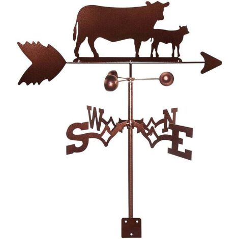 Pieu de jardin de roue de vent de girouette en métal avec l'ornement de silhouette de vache (1/5)