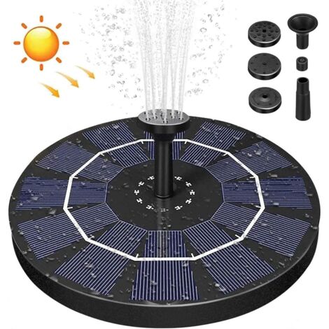 Fontaine Solaire Pompe, Solaire Flottant Fontaine Mini Jardin Pompe Fontaine Solaire Flottante avec 4 Buses, Pompe de Fontaine Solaire pour Les Bains d'oiseaux, Les étangs ou Le Jardin (2.5W) (1/5)