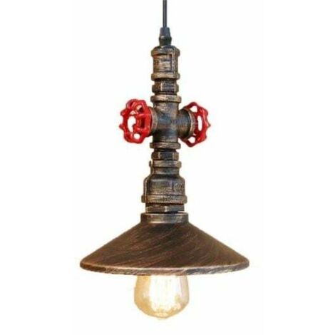 Rétro Suspension Lustre Industrielle Lampe de Plafond de Tuyau d'eau (1/4)