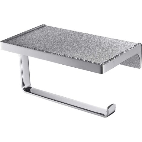 Porte-Rouleau de Papier Toilette avec étagère Distributeur de mouchoirs Rangement Étagères pour téléphones Portables Accessoires de Salle de Bain muraux antidérapant Chrome givré (1/5)