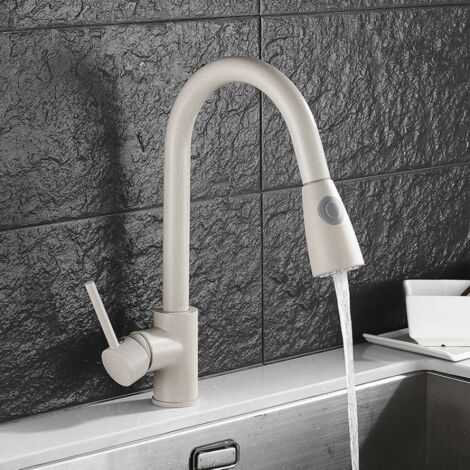 Robinet d'évier coulissant rotatif couleur avoine en acier inoxydable (1/3)