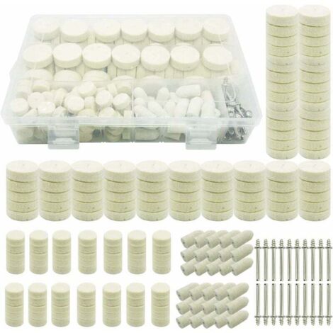200 PCS Roue de Polissage en Laine, Tampon de Polissa Roue de Polissage avec Tige Métal pour Accessoires Dremel Outils Rotatifs (1/5)